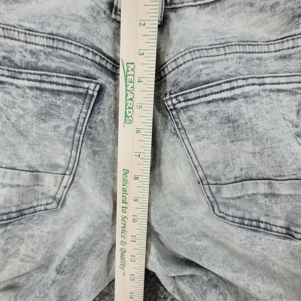 Smoke Rise Mens Distressed Acid‎ Wash Moto Jeans Gray 28x32 Slim Ripped Denim